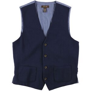 Tasso Elba Mens Colorblocked Four Button Vest, Blue, NWT